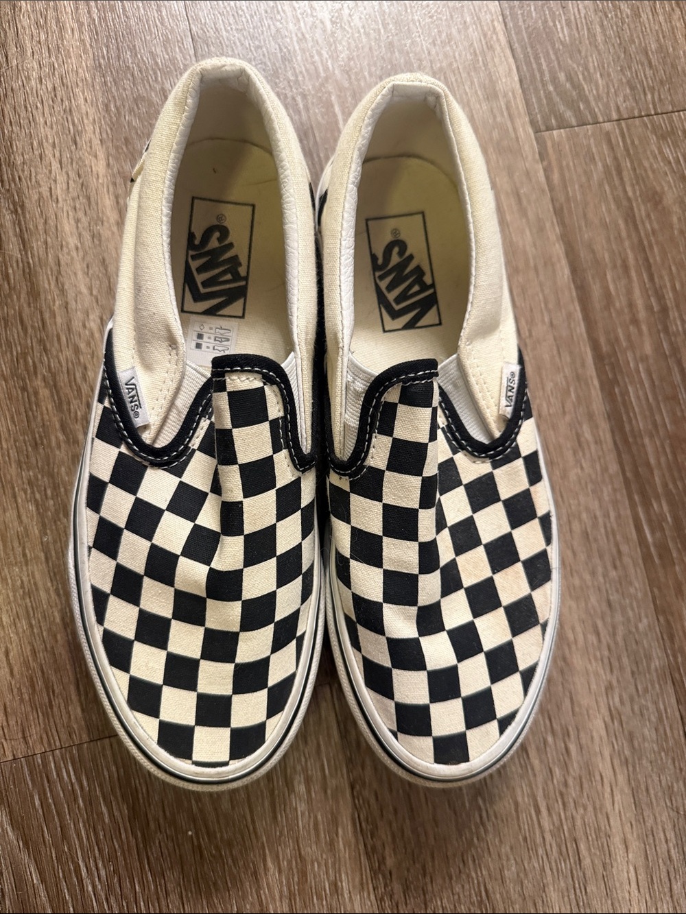 Vans platform classic Slip-On Checkerboard Canvas Shoes - Black/Cream